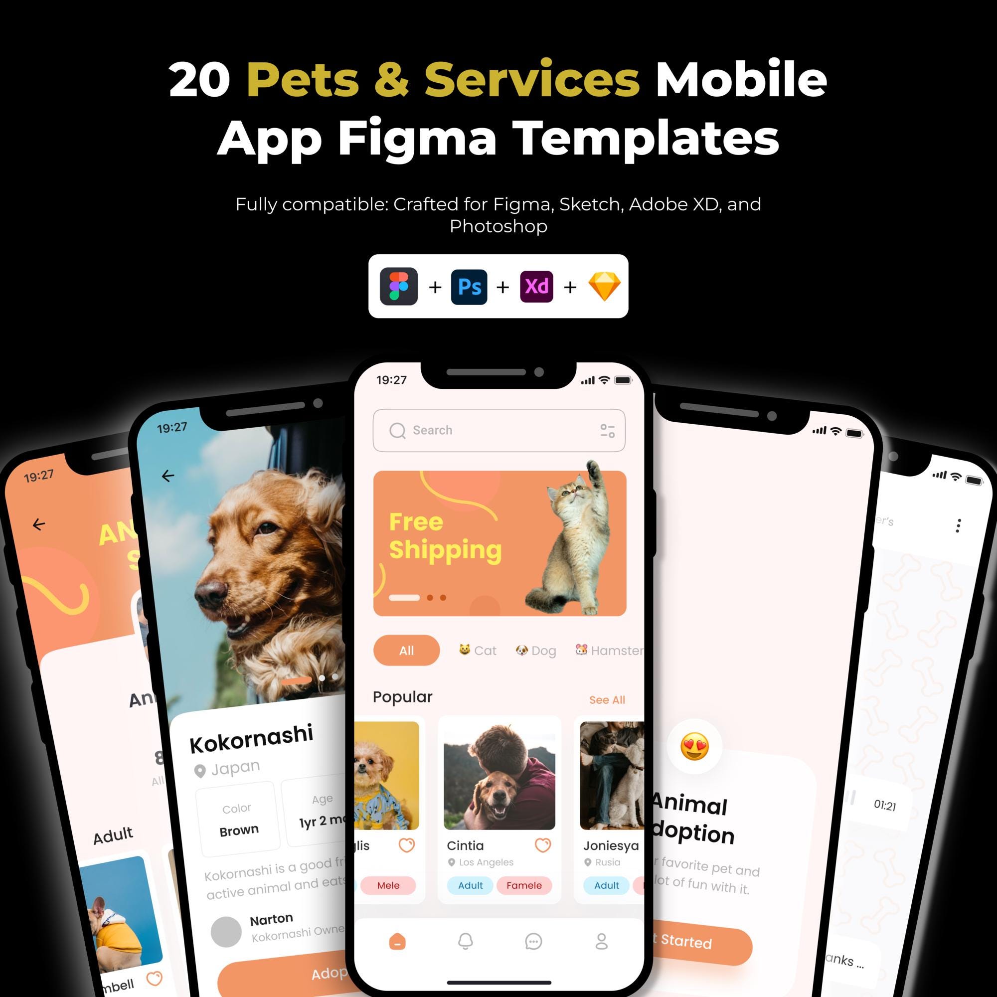 Pet Care App UI Template | Figma Mobile Design - Etsy