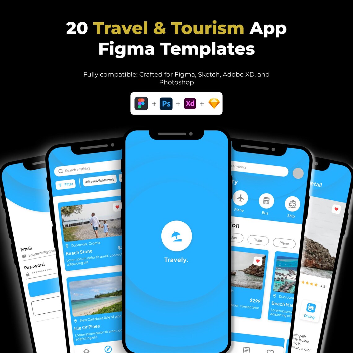 Travel App UI Design Template Figma Mobile UI Kit - Etsy