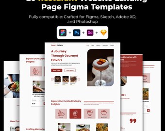 Figma レストランランディングページテンプレート バーガー ファーストフード カフェ 編集可能なデスクトップウェブサイトデザイン