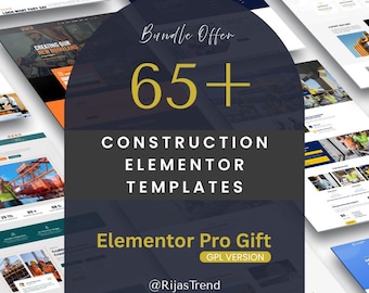 65+ Construction Elementor Templates Website Kit Bundle