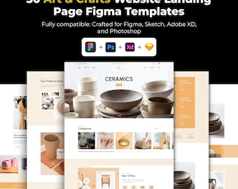 Art Crafts Figma Website Landing Page Template Creative Handmade Studio Modern UI Design