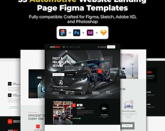 Automotive Car Repair Canva Website Template One Page Auto Repair Shop Website Car Mechanic Landing Page Editable Design