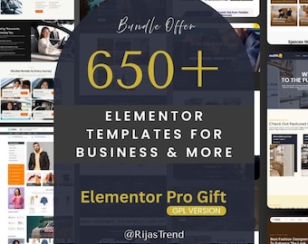650+ Elementor Templates Bundle Business  Portfolio Websites Instant Download