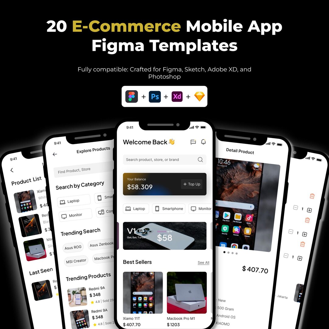E-commerce Mobile App Figma UI Kit - Etsy