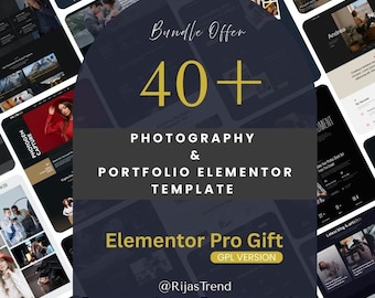 Photography Portfolio Elementor Template Kit 40+ Website Designs