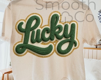 Lucky PNG, St Patrick's Day Sublimation, Green Holiday Glitter Gift, Digital Download