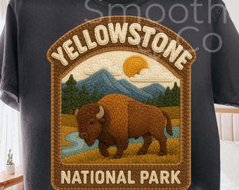 Yellowstone National Park PNG, Bison Patch Vintage Sublimation, Explore Nature Western Gift, Digital Download