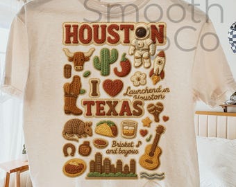 Houston Texas PNG, Space City Sublimation Design, Astronaut Rocket BBQ Icons, Digital Download
