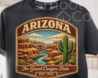 Arizona PNG, Grand Canyon Saguaro Desert Badge Sublimation, The Grand Canyon State Travel Souvenir Gift, Digital Download