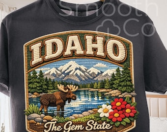 Idaho PNG, Moose and Mountain Lake State Graphic Sublimation, The Gem State Travel Souvenir Gift, Digital Download