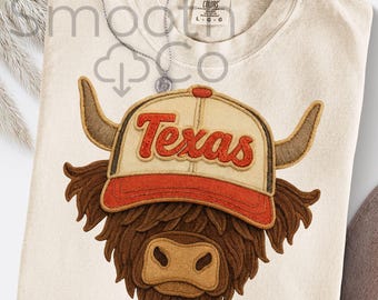 Texas Highland Cow PNG, Western Trucker Hat Sublimation, Retro Country Cowgirl and Cowboy Tee Gift, Digital Download