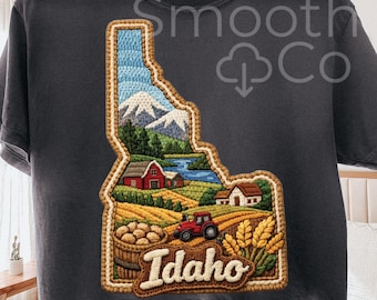 Idaho PNG, Potato Wheat and Tractor State Outline Sublimation, Farm Travel Souvenir Gift, Digital Download