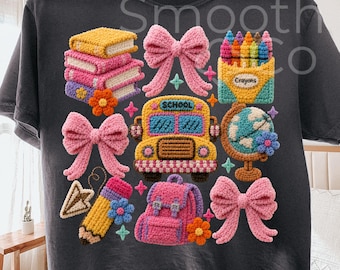 Back to School Girl PNG, School Supplies Clipart , School Bus Backpack Bow Pencil Sublimation, Digital Download