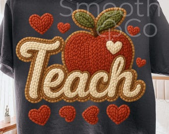 Teach PNG, Apple Retro Sublimation Design, Teacher Gift, Digital Download