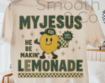 My Jesus Makin-limonade PNG, retro christelijke citroenen geloofssublimatie, schattige citroenliefhebbers, digitale download