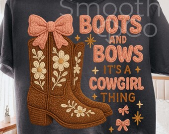 Boots and Bows PNG, Western Cowgirl Sublimation, Pink Groovy Cowboy Gift, Digital Download