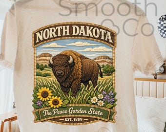 North Dakota PNG, Bison State Graphic Sublimation, The Peace Garden State Travel Souvenir Gift, Digital Download