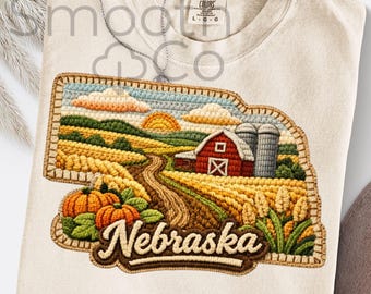 Nebraska PNG, Farm Harvest State Outline Sublimation, Midwest Travel Souvenir Gift, Digital Download