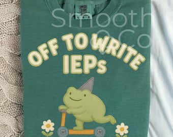 Off to Write IEPs PNG, Special Education Teacher Frog Graphic, Retro Style, Back to School Tee Design, Digital Download