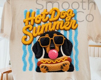 Hot Dog Summer Dachshund PNG, Funny Wiener Dog Sublimation, Bubblegum Doxie Gift, Digital Download