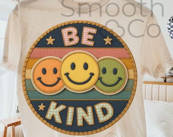 Be Kind Smiley Design PNG, Retro Sublimation, Kindness Shirts and Teacher Gifts, Digital Download