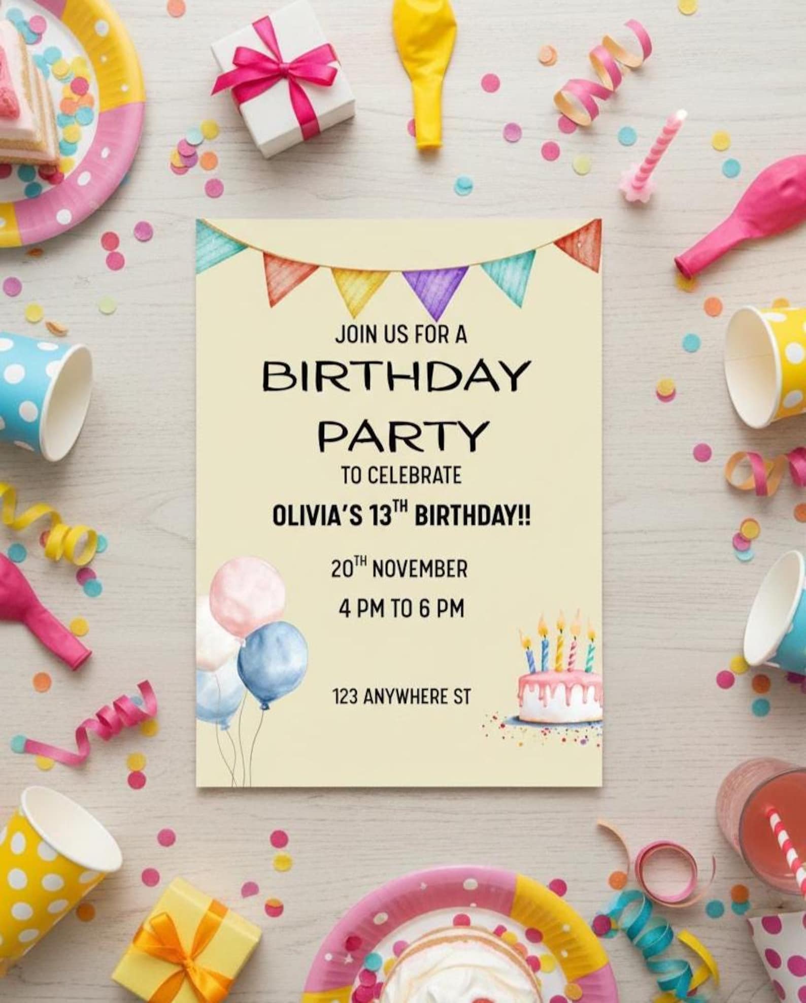 Editable Birthday Invitation Template | Printable Birthday Party Invite ...