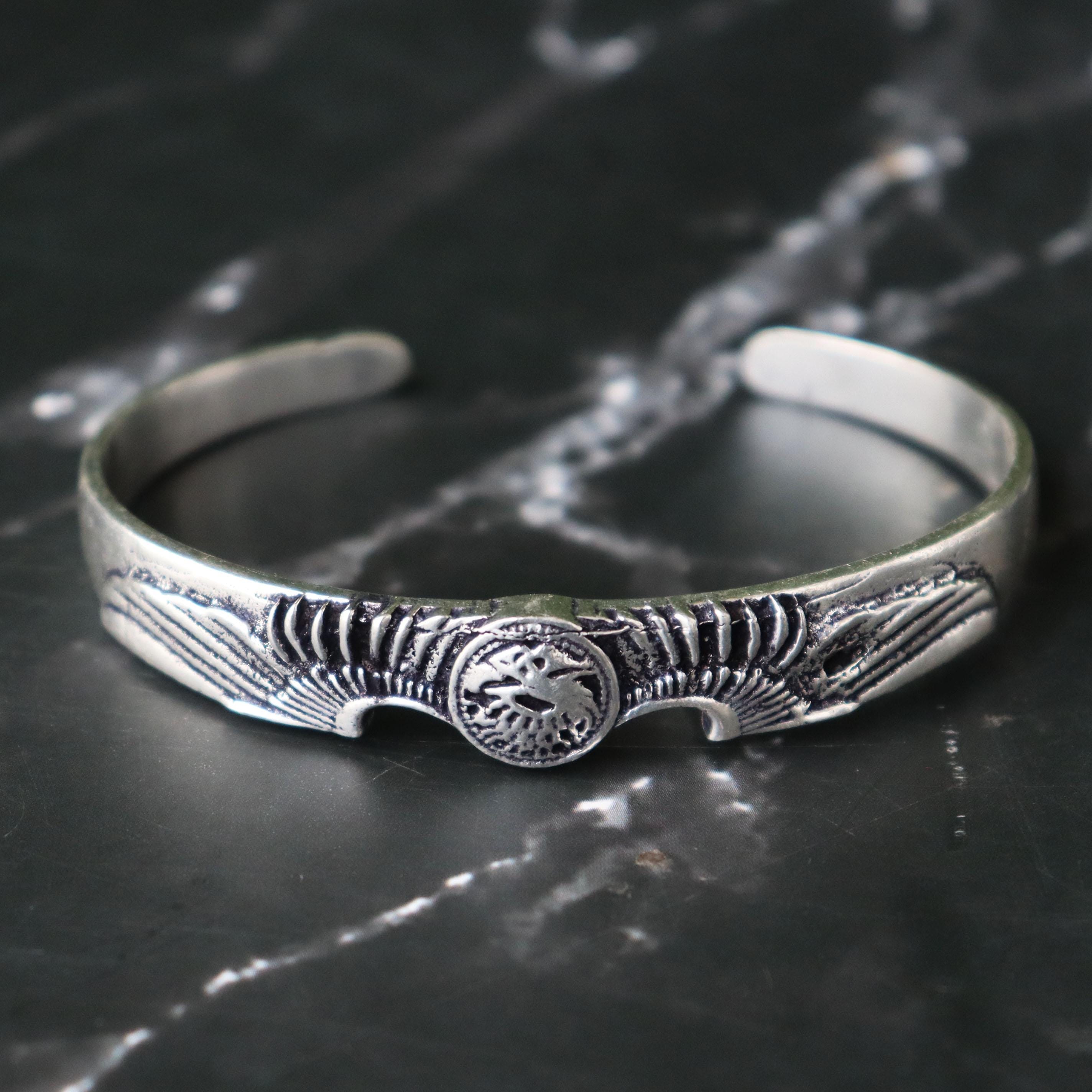 Eagle Cuff Bangle, 925 Sterling Silver, Native American Style