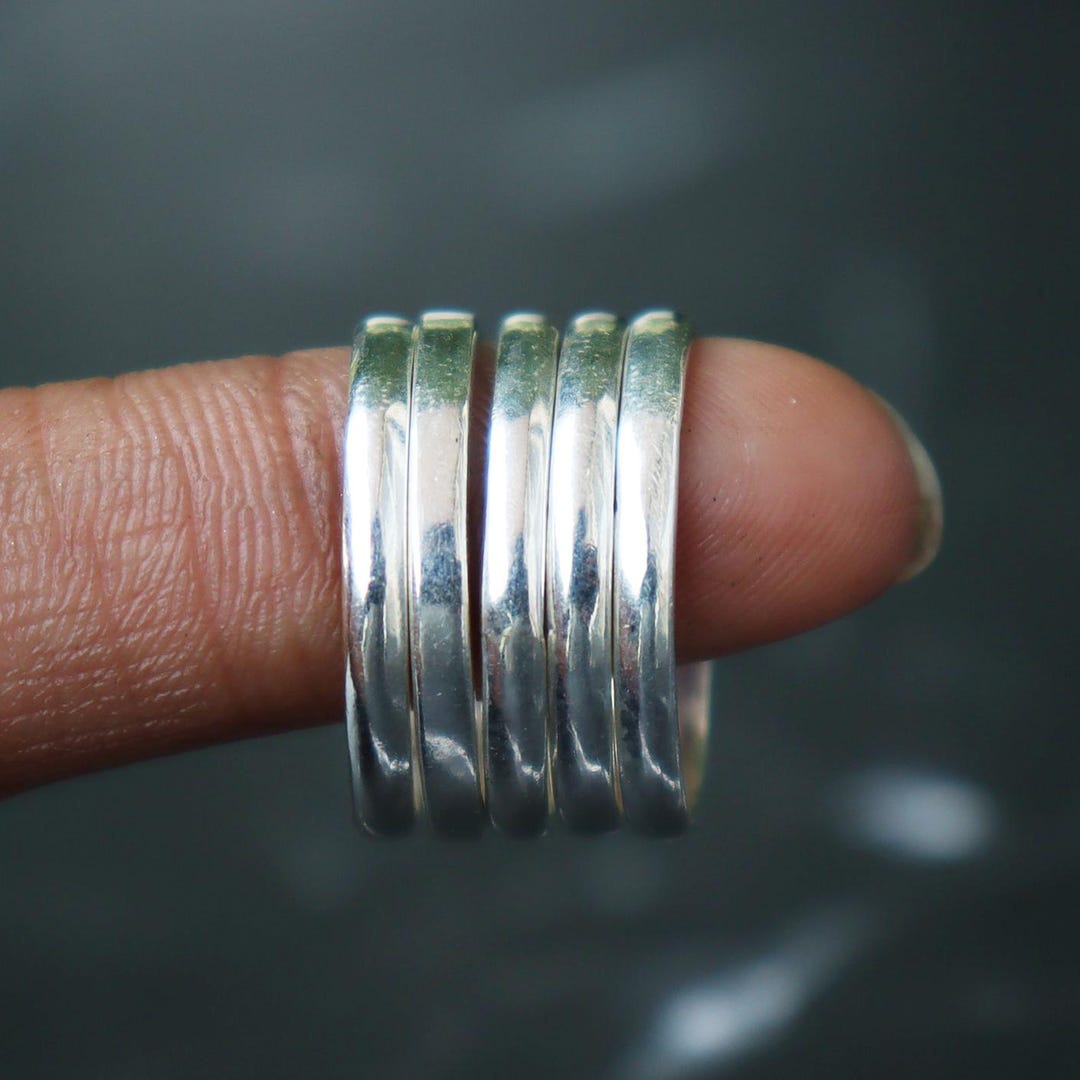 Textured Sterling Silver Stacker Rings, Set of 5 - Etsy