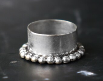 Handmade Sterling Silver Wide Band Bubble Ring, Fidget Jewelry