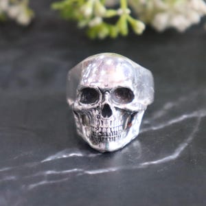 Skull Ring, 925 Sterling Silver, Gothic Ring, Statement Ring, Full Jaw Skull Ring, Vintage Finish Ring, Heavy Metal Ring, Punk Rock Jewelry