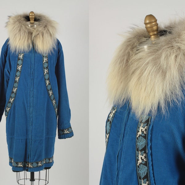 1960s coat/ 60s parka/ corduroy
