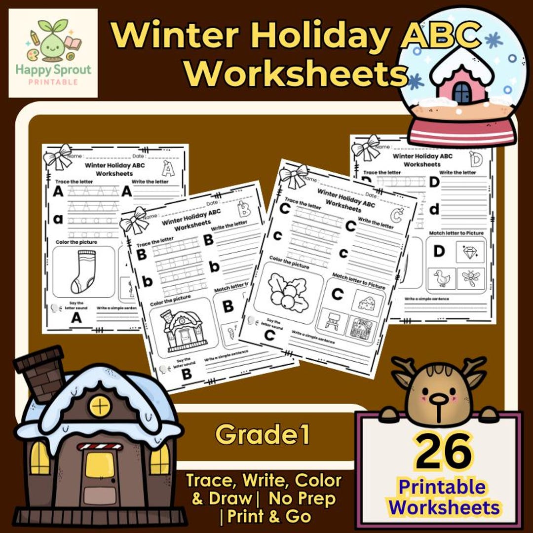 Winter Holiday ABC Worksheets for Grade 1 (print & Go) - Etsy