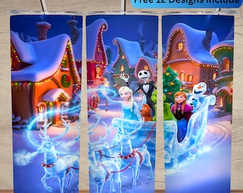 Ice Princess Tumbler Wrap | Cartoon characters Winter 3D PNG, Cartoo series designs, 20oz skinny tumbler wrap sublimation (Digital Download)