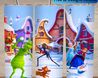 Ice Princess Tumbler Wrap | Cartoon characters Winter 3D PNG, Cartoon series designs, 20oz skinny tumbler wrap sublimation (Digital Download