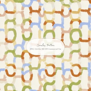 Abstract Chain Seamless Pattern l Soft Southwest Digital Paper l Desert Boho Hacienda Background l Pastel Western Printable 12x12in