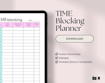 Minimalist Time Blocking Planner Printable PDF | Daily & Weekly Schedule Template | Productivity Journal