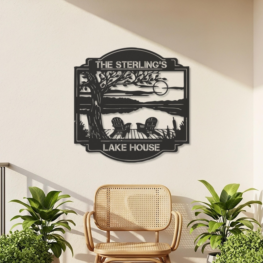 Personalized Lake House Metal Sign, Custom Family Name Cabin Decor ...