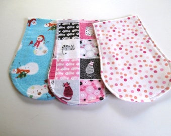 Baby Burp Cloths, Set of Contour Baby Burp Cloths, Gift,  Girl Burp Cloths