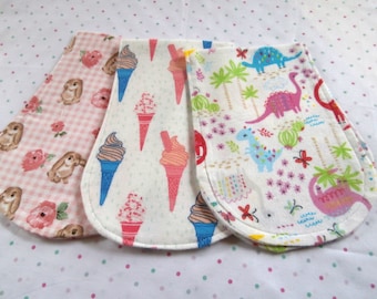 Contour Burp Cloths, Set of 3 Baby Burp Cloths, Flannel Burp Cloths