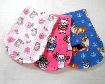 Baby Burp Cloths, Contoured, Set of 3, Baby Girl Burp Cloths, Gift