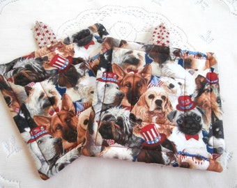 Potholders, Pr Of Quilted Potholders, Political Pup Potholders,