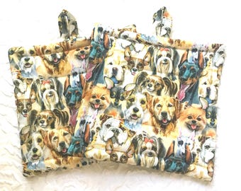 Quilted Potholders, Insulated, Set of 2, Puppies