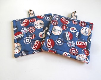 Potholders, quilted Potholder, Political Potholders, Democrat Potholders, novelty