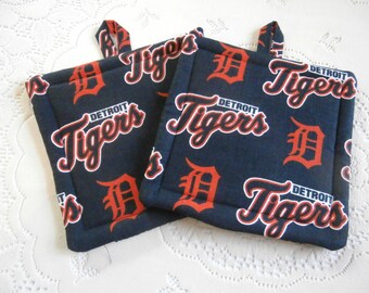 Potholders, Pr Of Quilted Potholders, Detroit Tiger Potholders, Fathers Day