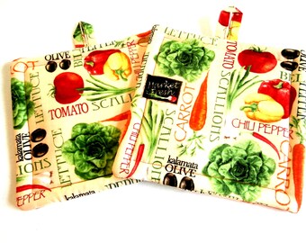 Potholders, Pr Of Quilted Potholders, Vegetable Potholders, Novelty Gift