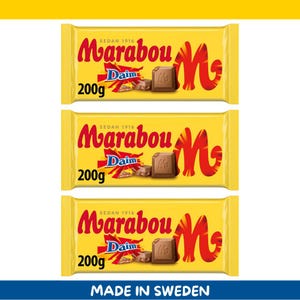3 Pack Marabou Daim Milk Chocolate Bars – 200g each (7.1 oz) – Imported from Sweden
