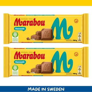 Paquete de 2 barras de chocolate con leche Marabou Havssalt (160 g cada una, importadas de Suecia)