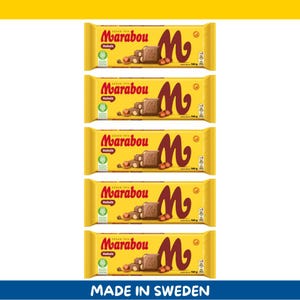 5 Pack Marabou Helnöt Milk Chocolate Bars – Whole Hazelnuts – 160g each (5.6 oz) – Imported from Sweden