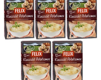 5 pakjes Felix Klassiskt Potatismos – elk 12 porties – elk 444 g / 15,7 oz