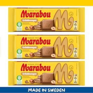 Paquete de 3 barras de chocolate con leche Marabou Gräddnougat (100 g cada una, importadas de Suecia)